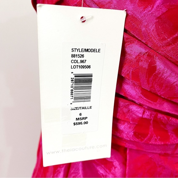 NWT THEIA Couture Cocktail Dress In Pink Red SIZE 6 $595 Style 881526 Barbiecore - Picture 7 of 14